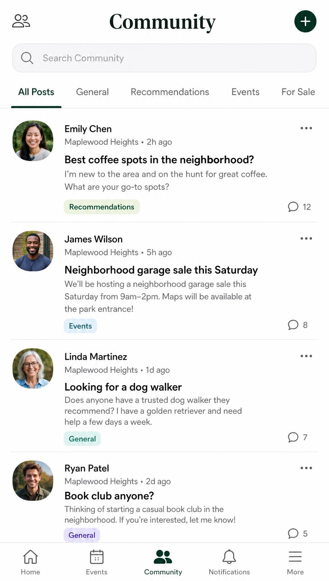 Dayton Talks community feed with neighbor discussions